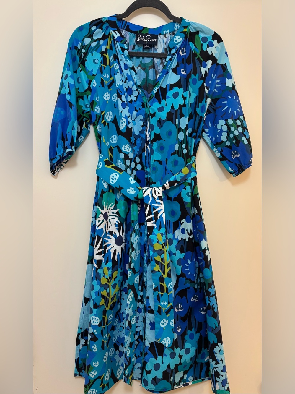 Lesley Evers, HARRIET dress Garden Party Blue, SZ M